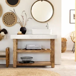 Miroir|Décoration<Made in Meubles Miroir rond en rotin Rattan