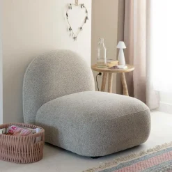 Fauteuil<Made in Meubles Module central canapé en tissu bouclette gris Calya