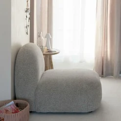 Fauteuil<Made in Meubles Module central canapé en tissu bouclette gris Calya