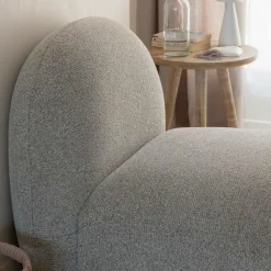 Fauteuil<Made in Meubles Module central canapé en tissu bouclette gris Calya