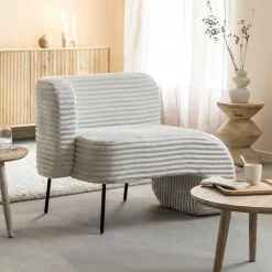 Fauteuil<Made in Meubles Méridienne en velours côtelé blanc Soléa