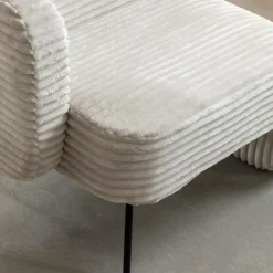 Fauteuil<Made in Meubles Méridienne en velours côtelé blanc Soléa