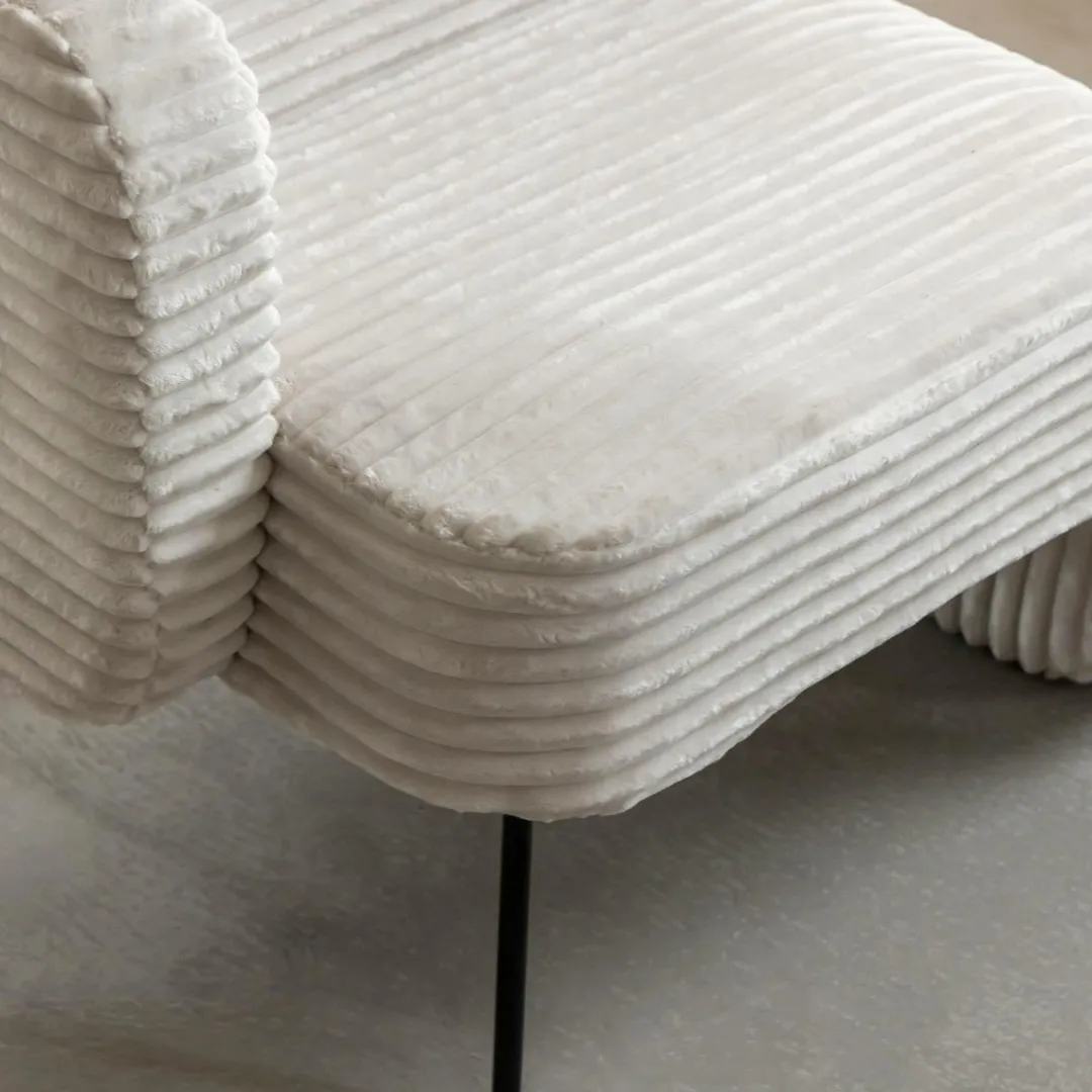 Fauteuil<Made in Meubles Méridienne en velours côtelé blanc Soléa