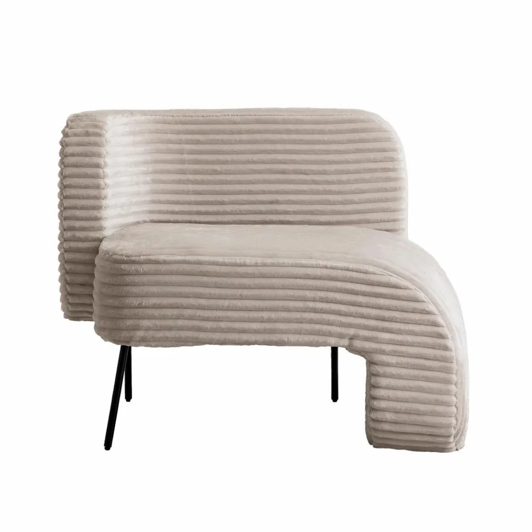 Fauteuil<Made in Meubles Méridienne en velours côtelé blanc Soléa