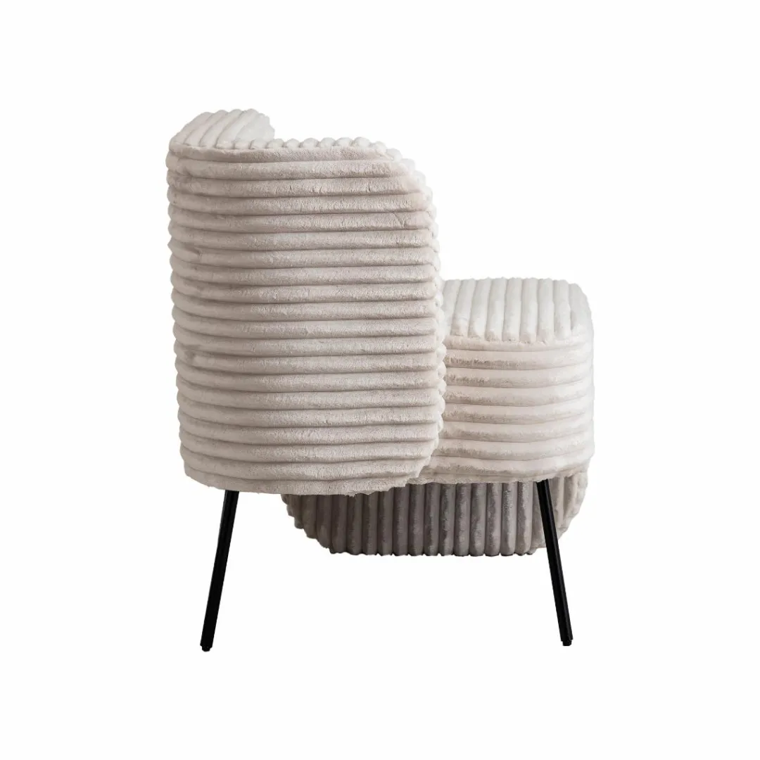 Fauteuil<Made in Meubles Méridienne en velours côtelé blanc Soléa