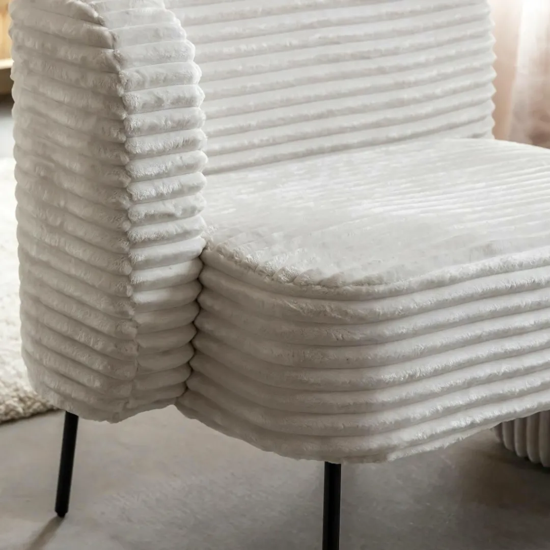 Fauteuil<Made in Meubles Méridienne en velours côtelé blanc Soléa