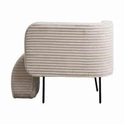Fauteuil<Made in Meubles Méridienne en velours côtelé blanc Soléa