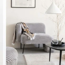 Fauteuil<Made in Meubles Méridienne en velours côtelé gris Soléa