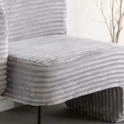 Fauteuil<Made in Meubles Méridienne en velours côtelé gris Soléa