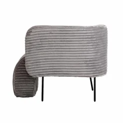Fauteuil<Made in Meubles Méridienne en velours côtelé gris Soléa