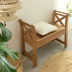 Banc<Made in Meubles Petit banc en bois d'acacia Isolde
