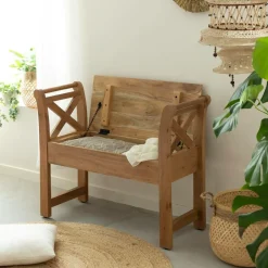 Banc<Made in Meubles Petit banc en bois d'acacia Isolde