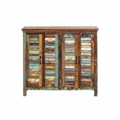 Buffet<Made in Meubles Petit buffet à  lattes en bois coloré Ethnik