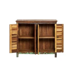 Buffet<Made in Meubles Petit buffet à lattes en bois coloré Ethnik