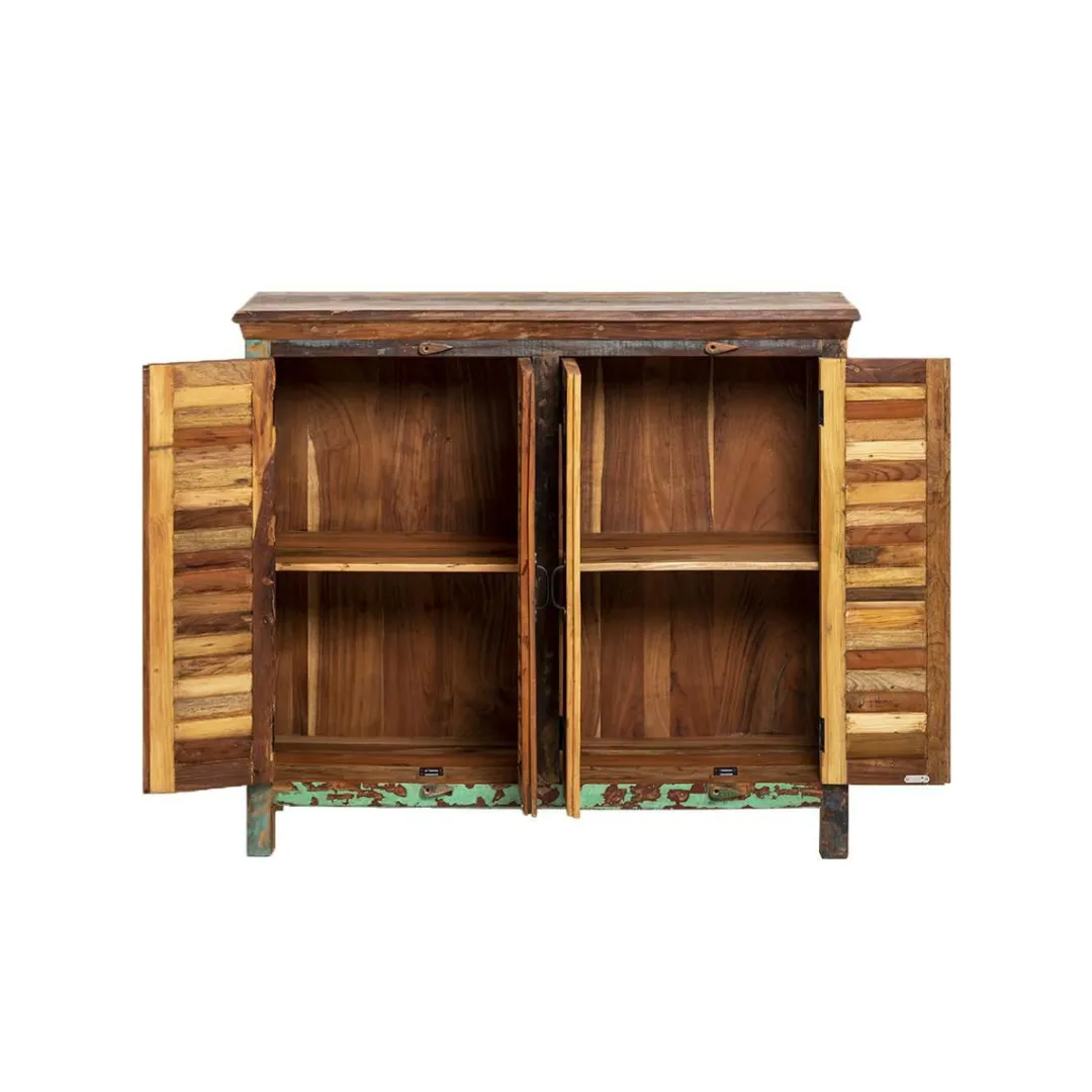 Buffet<Made in Meubles Petit buffet à lattes en bois coloré Ethnik