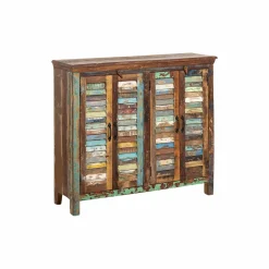 Buffet<Made in Meubles Petit buffet à lattes en bois coloré Ethnik