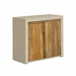 Buffet<Made in Meubles Petit buffet 2 portes en bois effet béton et bois recyclé Dalva