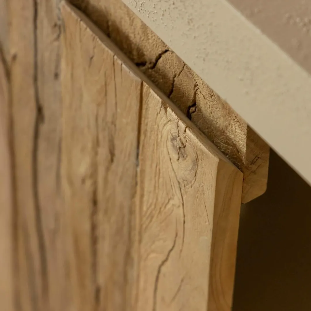 Buffet<Made in Meubles Petit buffet 2 portes en bois effet béton et bois recyclé Dalva