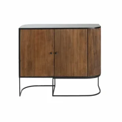 Buffet<Made in Meubles Petit buffet arrondi en bois de manguier et métal Ysé