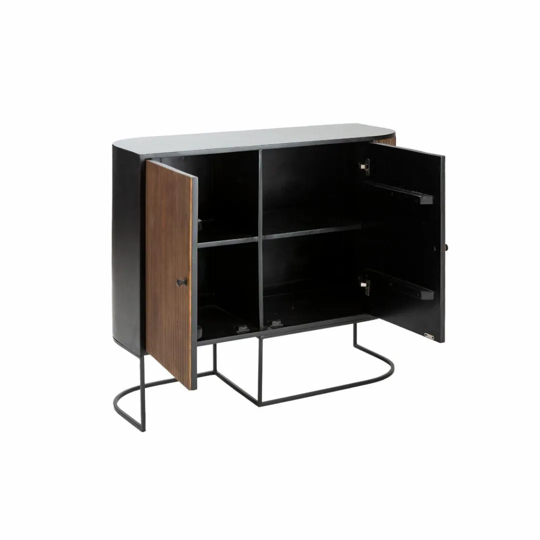 Buffet<Made in Meubles Petit buffet arrondi en bois de manguier et métal Ysé