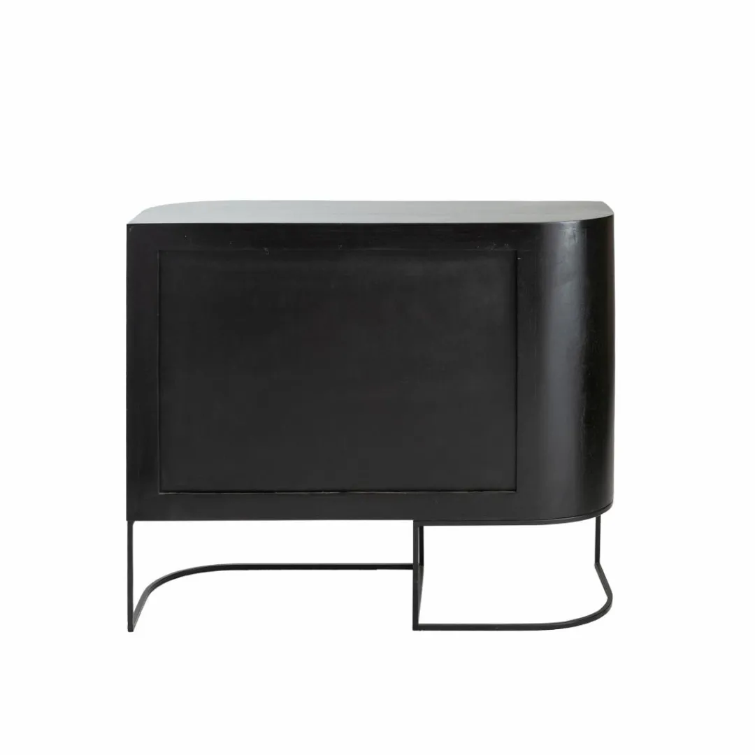 Buffet<Made in Meubles Petit buffet arrondi en bois de manguier et métal Ysé