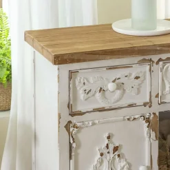 Buffet<Made in Meubles Petit buffet blanc en pin massif brossé Bastille