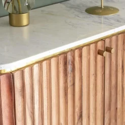 Buffet<Made in Meubles Petit buffet en bois d'acacia et marbre blanc Judith