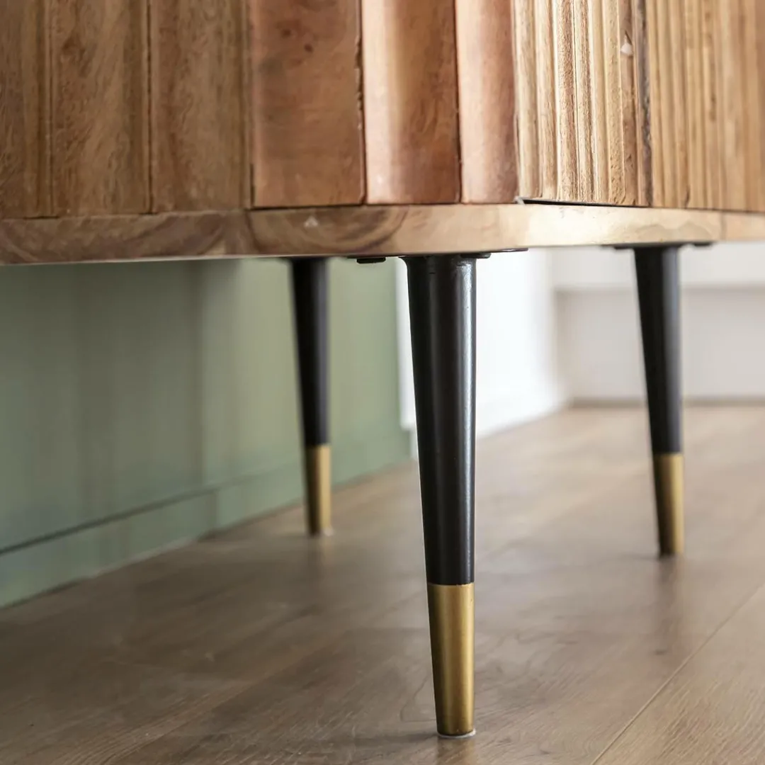 Buffet<Made in Meubles Petit buffet en bois d'acacia et marbre blanc Judith