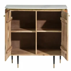 Buffet<Made in Meubles Petit buffet en bois d'acacia et marbre blanc Judith