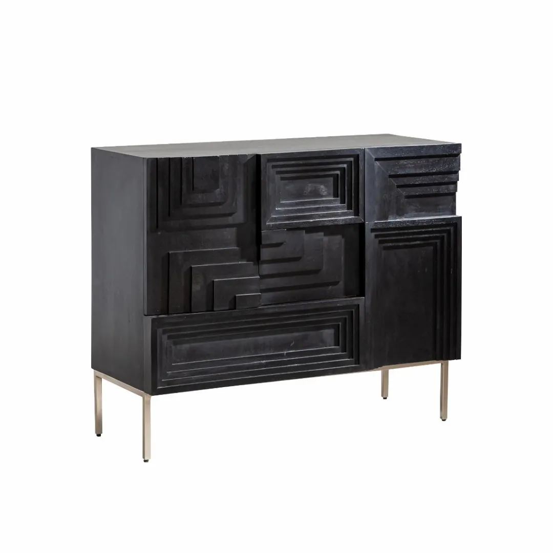 Buffet<Made in Meubles Petit buffet en bois de manguier noir Tristan