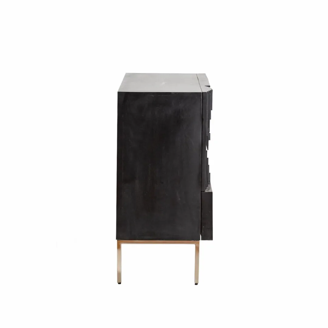 Buffet<Made in Meubles Petit buffet en bois de manguier noir Tristan