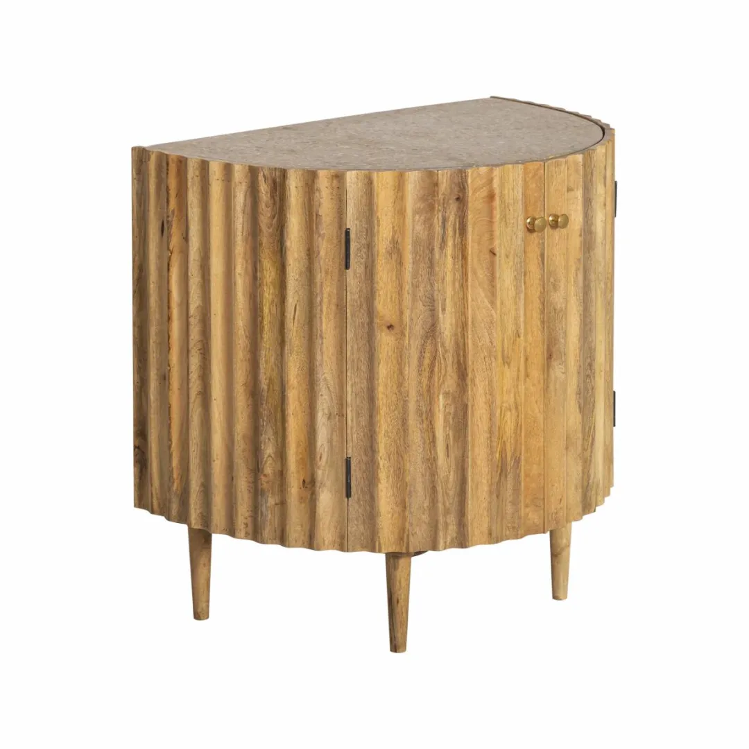 Buffet<Made in Meubles Petit buffet en bois de manguier et terrazzo Bao
