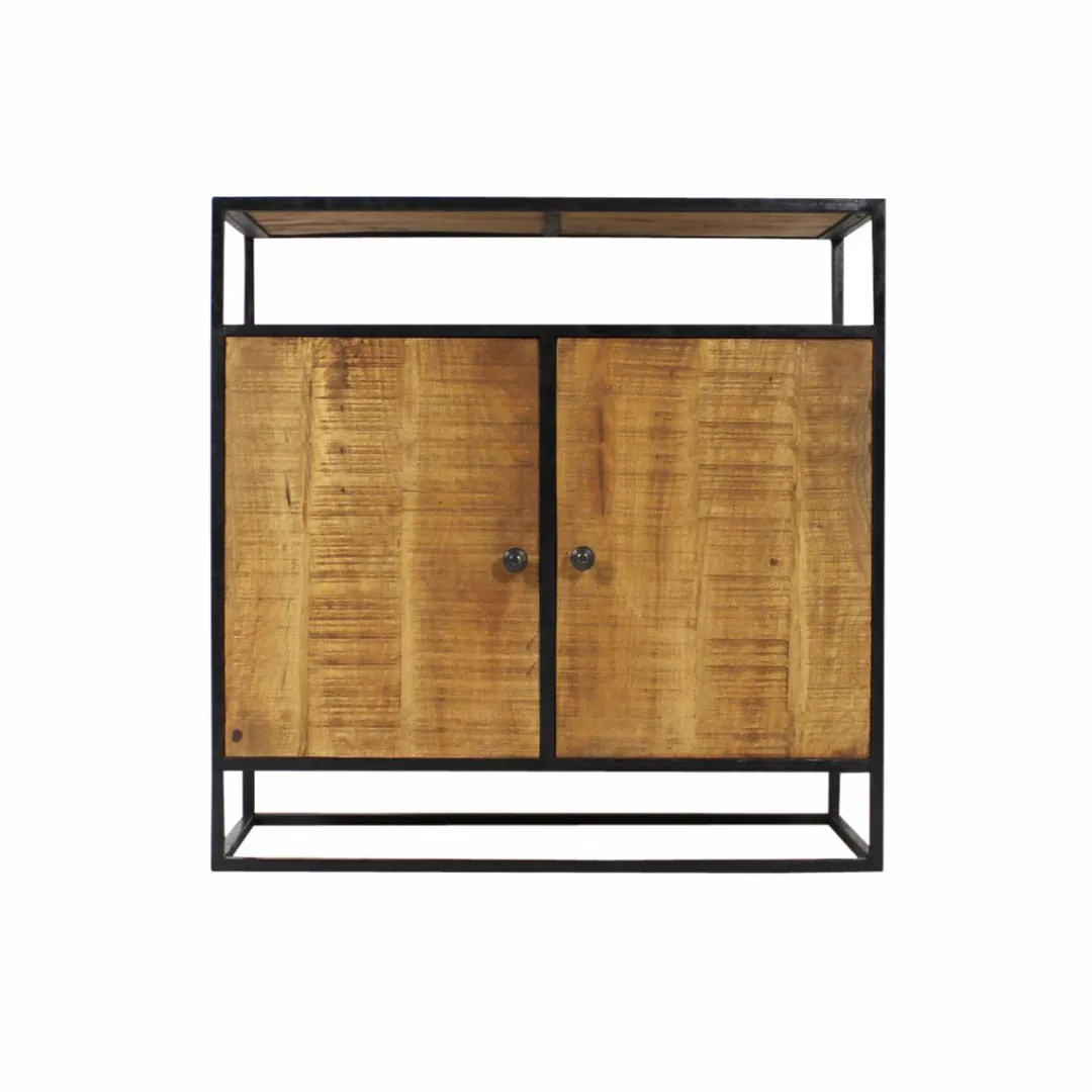 Buffet<Made in Meubles Petit buffet en métal et bois de manguier Marcel