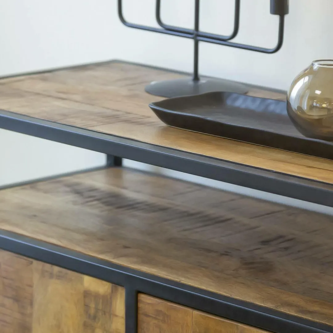 Buffet<Made in Meubles Petit buffet en métal et bois de manguier Marcel