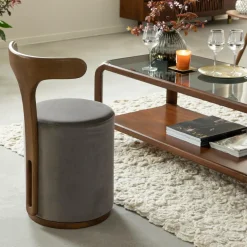 Fauteuil<Made in Meubles Petit fauteuil gris en manguier Adonis