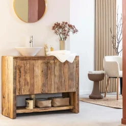 Meuble Sous Vasque<Made in Meubles Petit meuble sous vasque en bois recyclé Naël