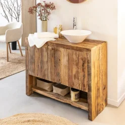 Meuble Sous Vasque<Made in Meubles Petit meuble sous vasque en bois recyclé Naël