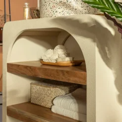 Meuble Sous Vasque<Made in Meubles Petit meuble sous vasque en bois effet béton et bois d'acacia Dalva