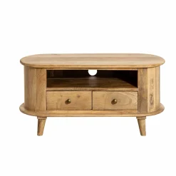 Meuble Tv<Made in Meubles Petit meuble TV arrondi en bois de manguier Maëva