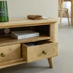 Meuble Tv<Made in Meubles Petit meuble TV arrondi en bois de manguier Maëva