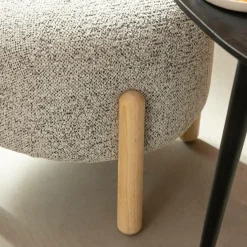 Tabouret<Made in Meubles Petit tabouret en tissu bouclette gris Nério