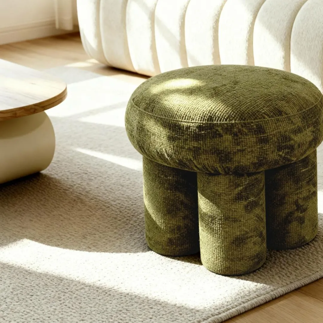 Tabouret<Made in Meubles Petit tabouret en tissu kaki Toby