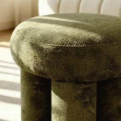 Tabouret<Made in Meubles Petit tabouret en tissu kaki Toby