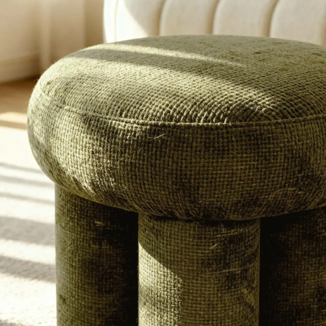 Tabouret<Made in Meubles Petit tabouret en tissu kaki Toby