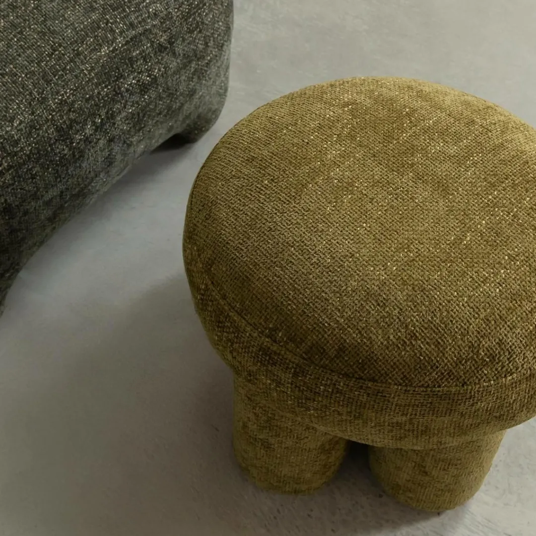 Tabouret<Made in Meubles Petit tabouret en tissu kaki Toby