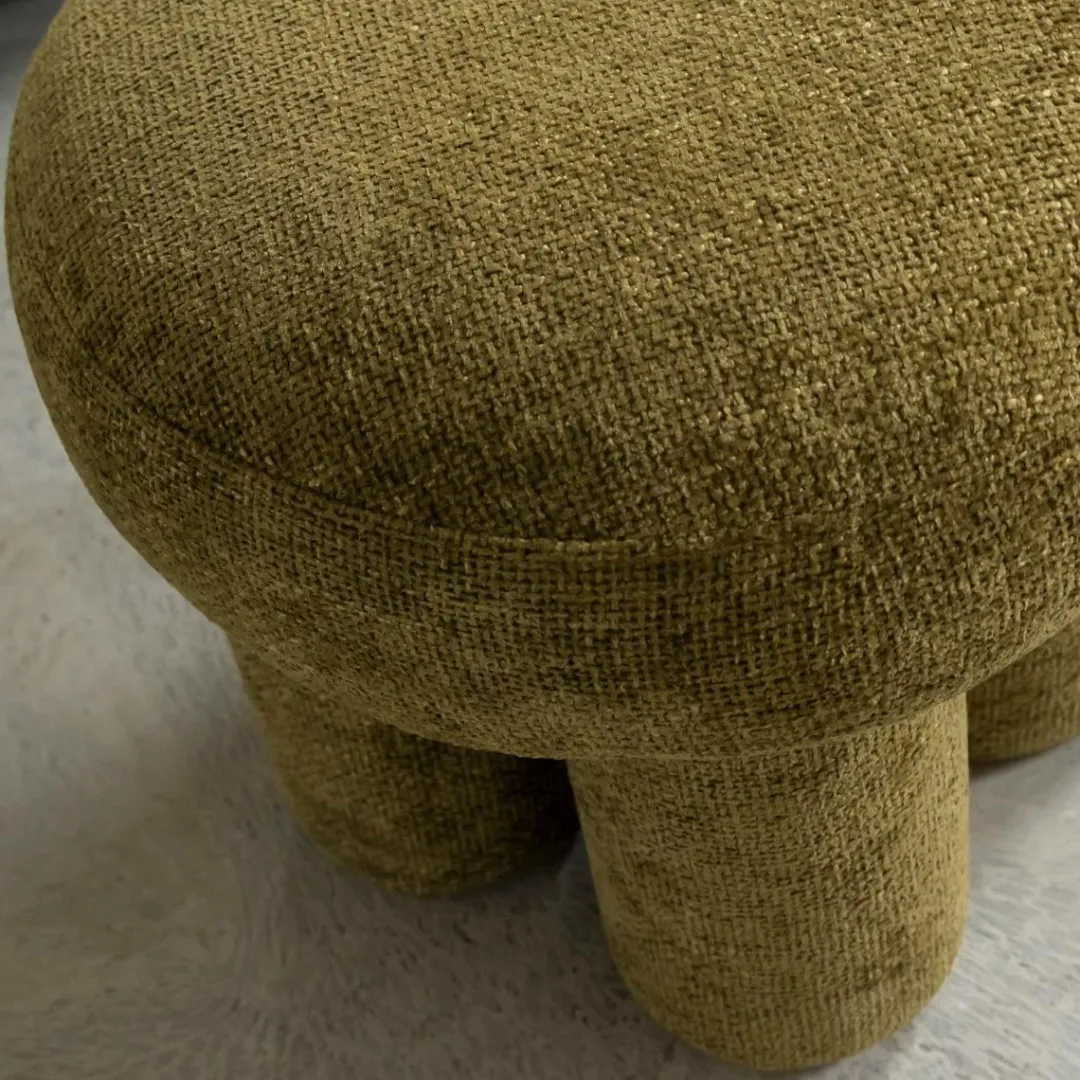Tabouret<Made in Meubles Petit tabouret en tissu kaki Toby