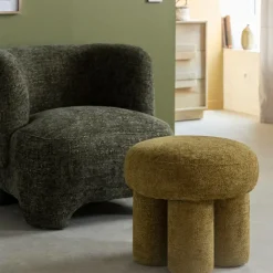 Tabouret<Made in Meubles Petit tabouret en tissu kaki Toby