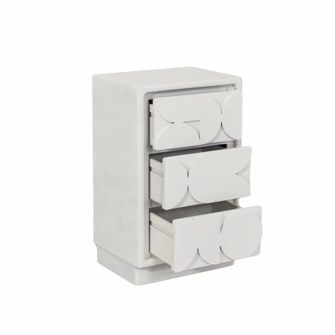 Commode<Made in Meubles Petite commode 3 portes bois effet béton blanc Danaé