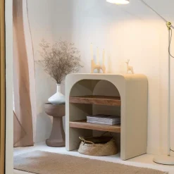 Table Console<Made in Meubles Petite console en bois effet béton et bois d'acacia Dalva