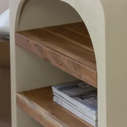 Table Console<Made in Meubles Petite console en bois effet béton et bois d'acacia Dalva